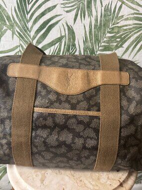 Vintage Yves Saint Laurent Vintage Monogram Canvas & Leather Travel Tote Bag